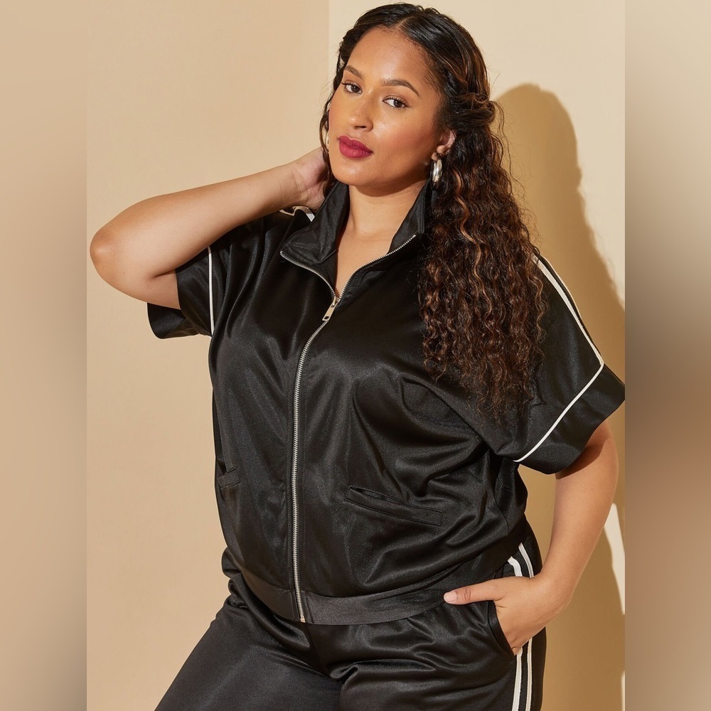 Ashley Stewart Vegan Leather Shirt Jacket color Black size 10 NWT